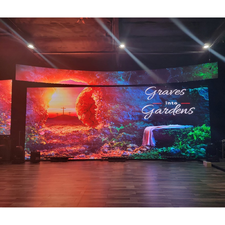Curved LED stage wall installation